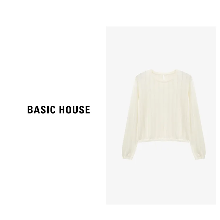 Basic House/百家好秋季长袖极简风套头款针织衫-B0625B5JBP2