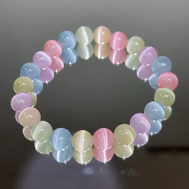 【猫眼】多巴胺猫眼手链纯手工串珠糖果色马卡龙猫眼石手串送闺蜜