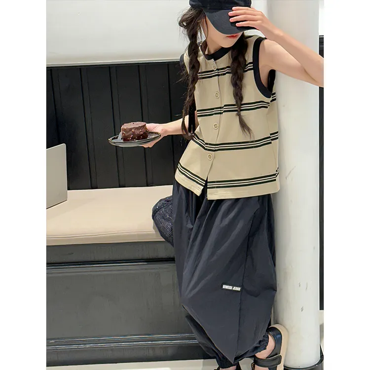 K26809韩国童装女童夏季套装儿童背心裤子两件套2025新款女孩衣服