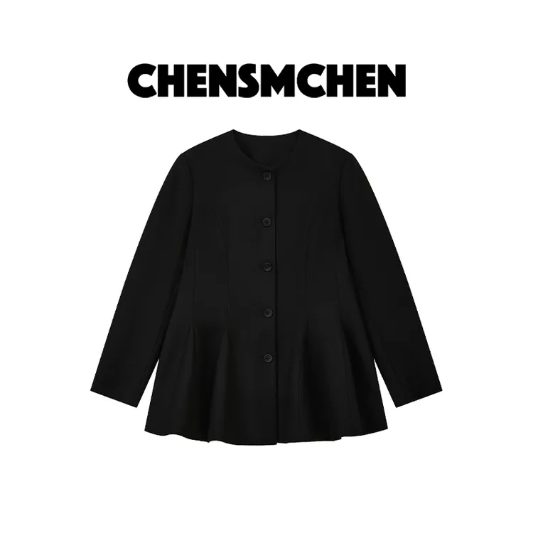 CHENSMCHEN 简约休闲黑色西装外套女气质宽松显瘦上衣CSX6091MX