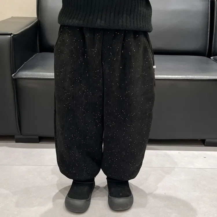 过年款2025冬新款个性撒银宽松儿童束脚裤百搭帅气加绒休闲裤新
