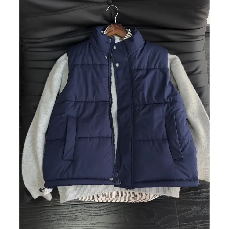 藏青色马甲棉服男款秋冬季外穿百搭坎肩背心加厚保暖立领无袖外套
