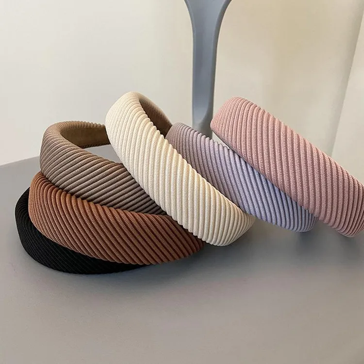 斜条纹宽边海绵发箍质感网红秋冬新款简约气质高颅顶头箍