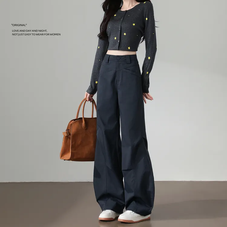 小个子弯刀工装裤女2025春秋新款高腰宽松直筒百搭休闲香蕉阔腿裤