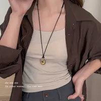 合金项链 夏季百搭几何圆形吊坠项链女时尚长款卫衣链锁骨链配饰 