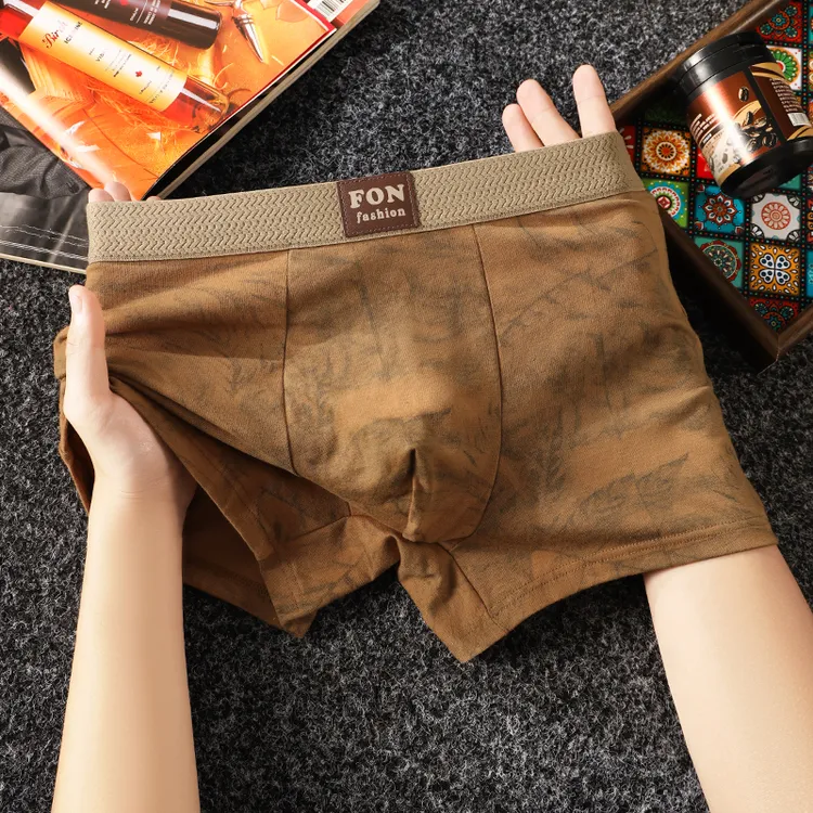 新款时尚棉质男士内裤男生男款舒适平角裤男式青年透气四角短裤衩