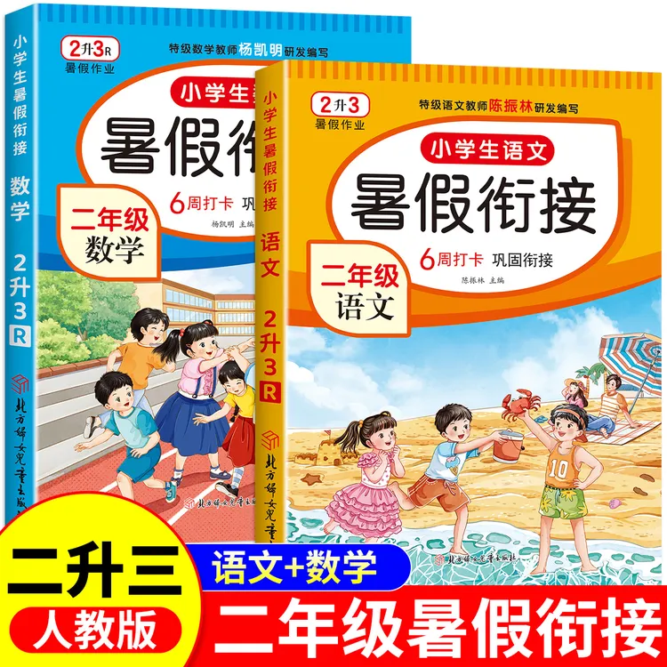 二年级下册暑假作业二升三暑期衔接配套人教版语文数学同步练习册