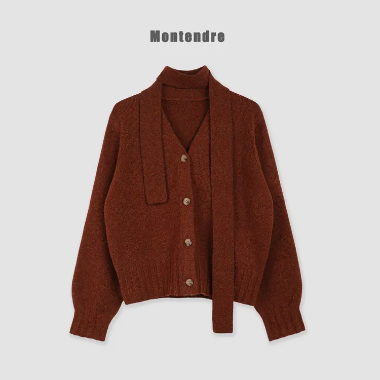 【MonTendre】秋冬新款 C 羊毛真丝混纺针织衫时尚复古轻奢高级上衣