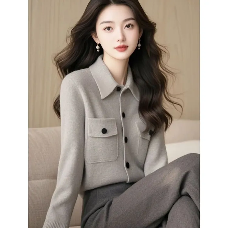 网红时尚针织毛衣开衫轻熟风秋冬气质上衣