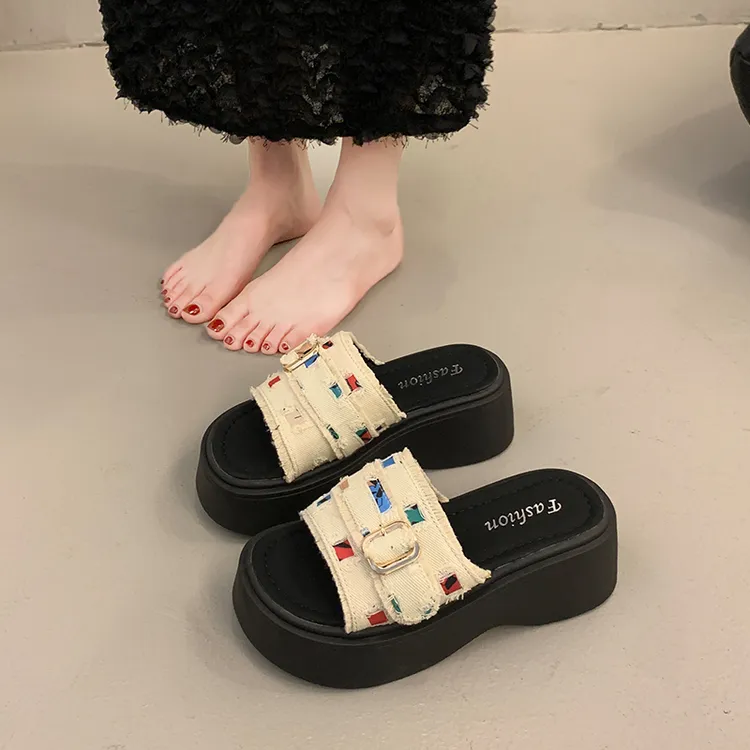仙女风增高凉拖女夏季外穿厚底松糕女鞋2025新款爆款百搭外出拖鞋