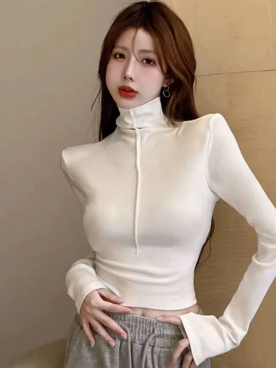 【慕斯双面绒】2025秋冬气保暖质高领打底衫女内搭正肩修身显瘦9155