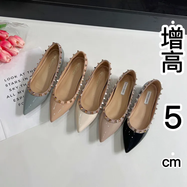 耐脏漆皮铆钉浅口法式尖头单鞋女鞋气质夏日慢人风