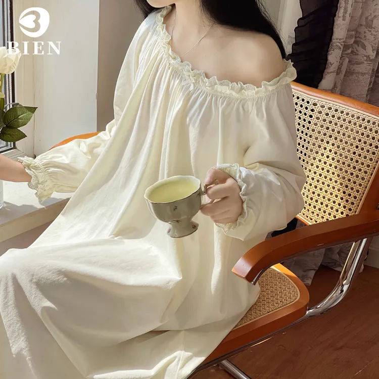 BIEN法式睡裙女春秋季甜美可爱公主风家居服可外穿睡衣宫廷长袖裙