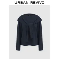 UR2025秋季新款女装气质日常假两件披肩绑带T恤UWM450171#