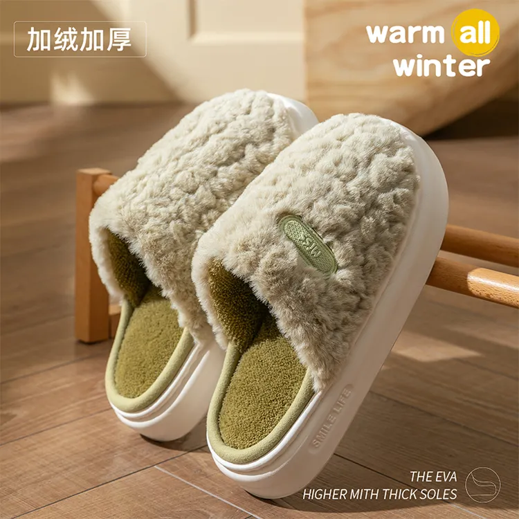 棉拖鞋女士冬季2025新款情侣室内家居踩屎感保暖毛绒加厚拖鞋冬天