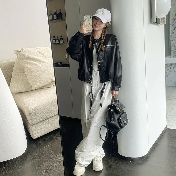 女款加绒海宁爆款感黑色皮衣外套女2025网红新款小个子短款洋气PU