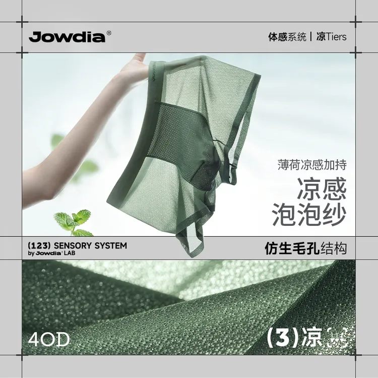 JOWDIA【泡泡冰纱】薄荷凉感10A抑菌透气速干春夏季中腰男士内裤商品图