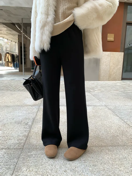 BIG WHITE REMADE“蚂蚁腰”法式慵懒风休闲日常时尚款阔腿裤D5L896