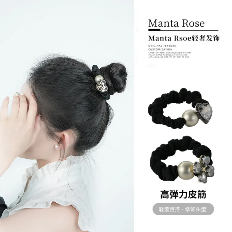 闺蜜款法式轻奢感高弹力黑色秋冬气质发绳成人ins发圈皮筋头绳