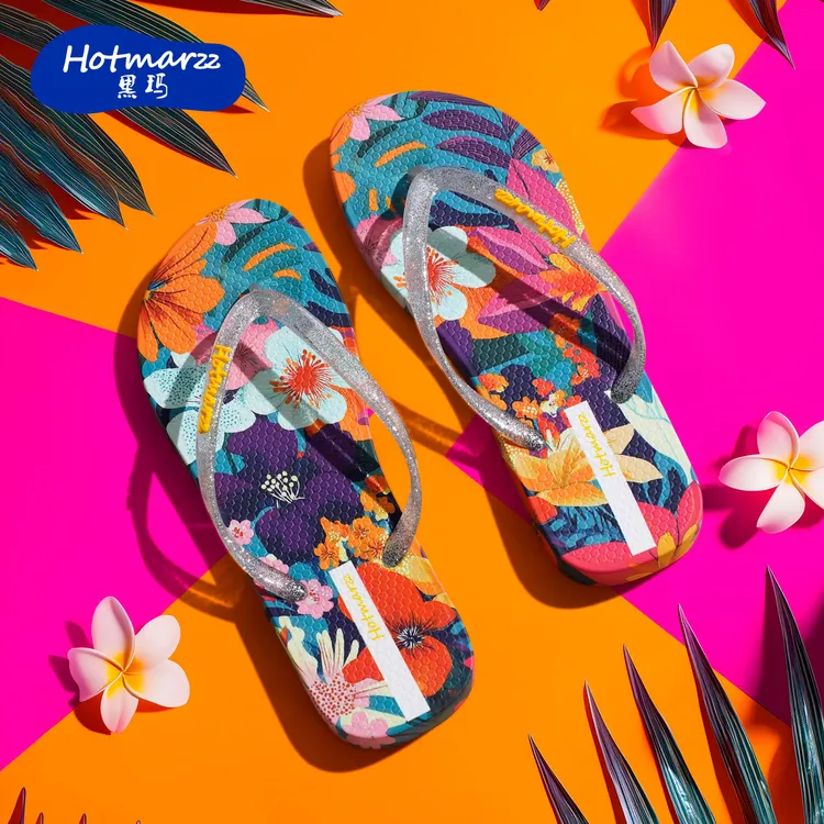 HOTMARZZ黑玛外穿女士轻便印花人字拖高级感夹脚拖鞋2025新款防滑