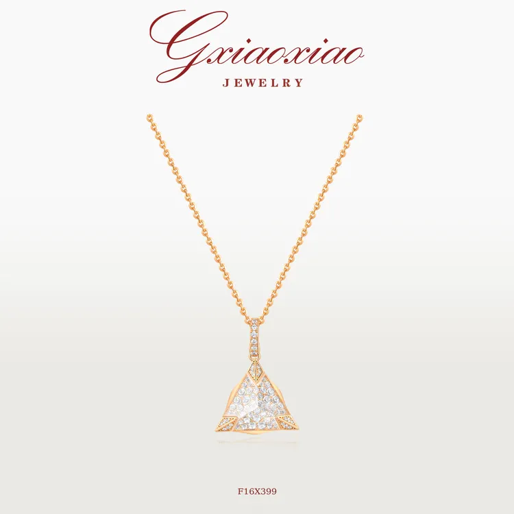 G XIAOXIAO 镀K金【三角秘境】法式气质高级几何三角形项链 F16X399