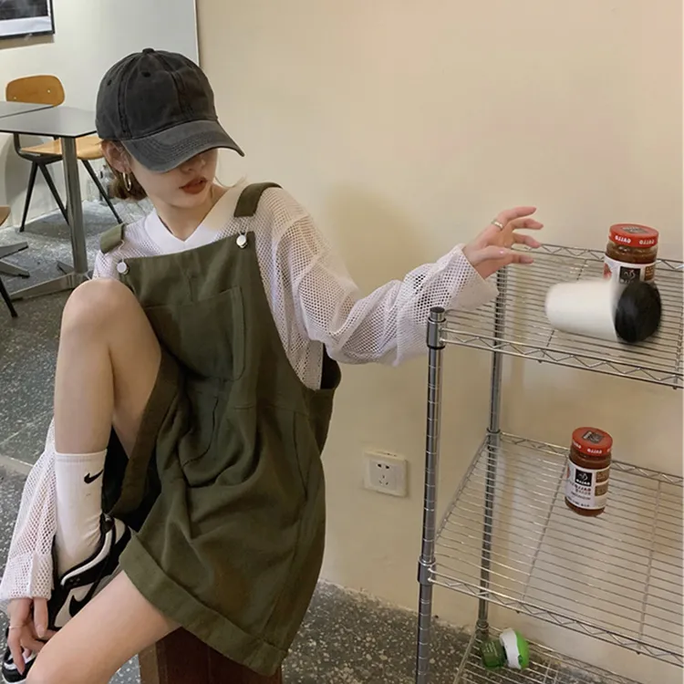 休闲背带裤女夏季新款大码胖mm宽松显瘦减龄韩版小个子阔腿短裤子