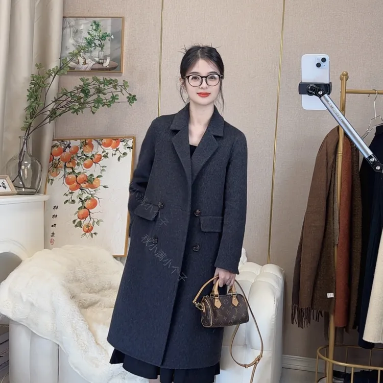 【小文专属】小个子中长款显瘦气质双面呢羊毛大衣2506