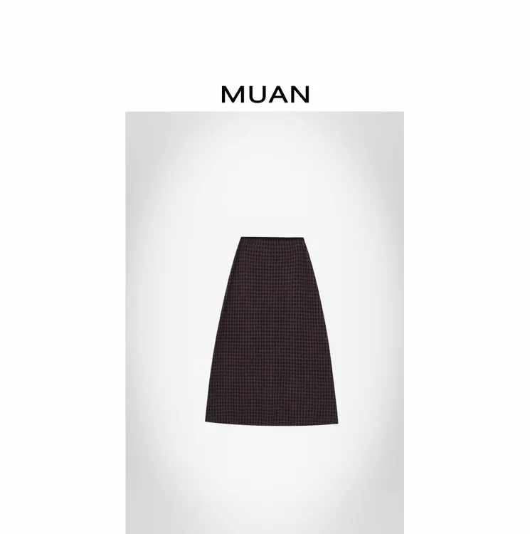 木岸MUAN:《中古时代针织裙》定制400克格子针织半身裙女D-ST-25193