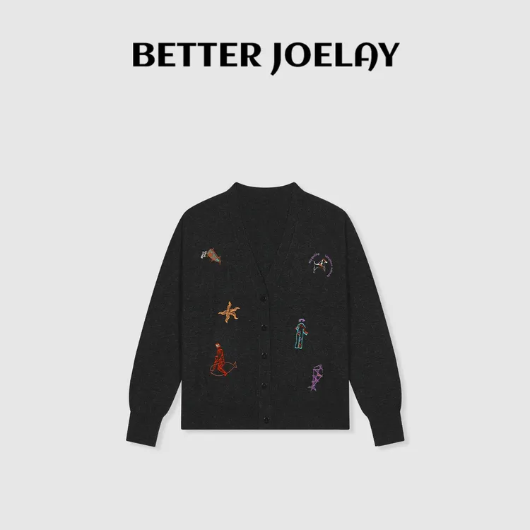 BETTER JOELAY-【灰底彩秀】绵羊毛时尚针织毛衣个性慵懒LL5977