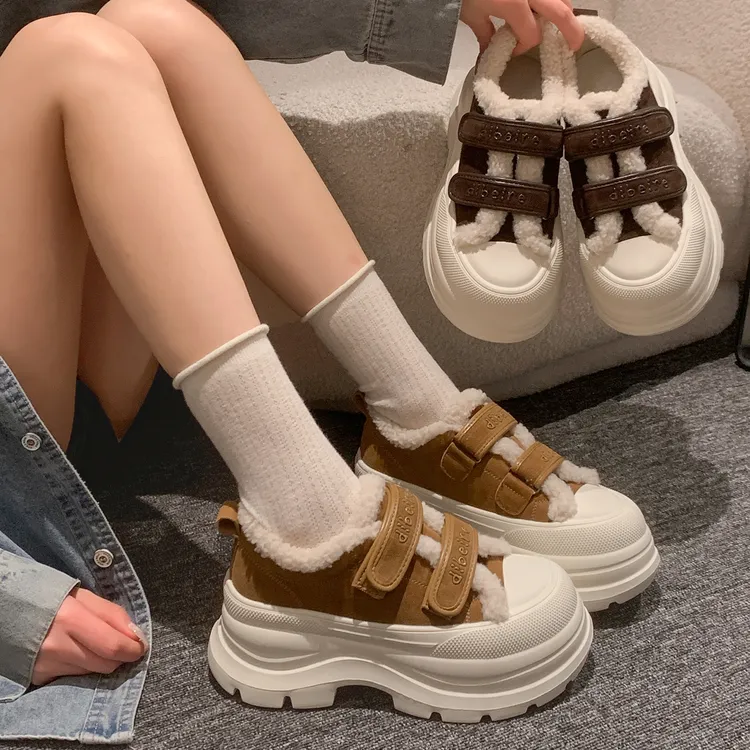 贾不假棉鞋女款2025新款秋冬季超火洋气毛茸茸通勤百搭爆款保暖鞋