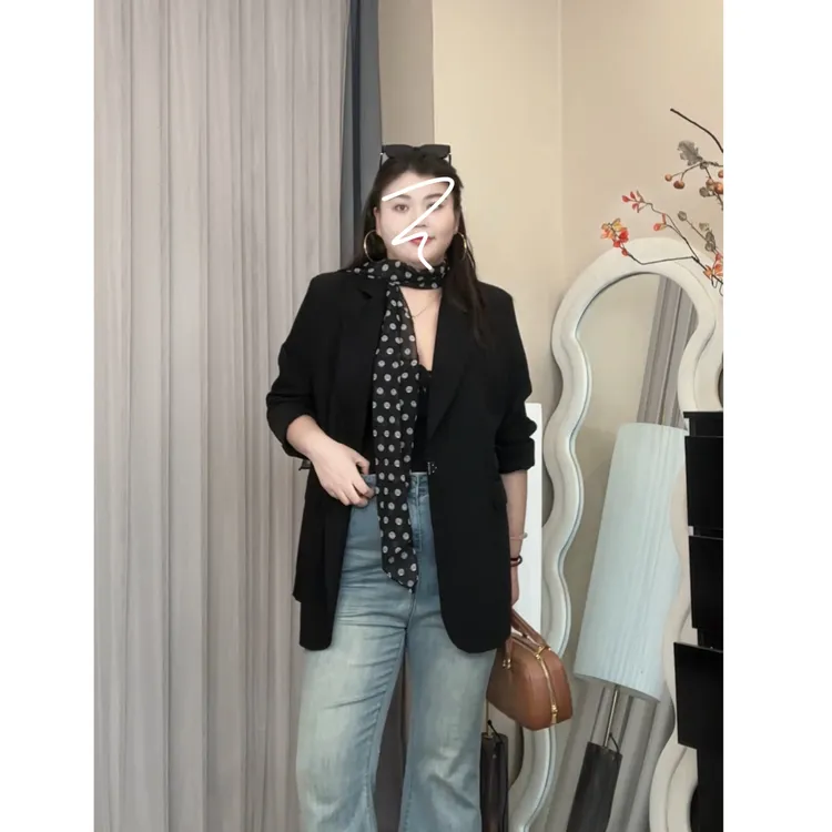 【小稳精选】高级感大码复古黑色西装外套女韩系设计感宽松西服