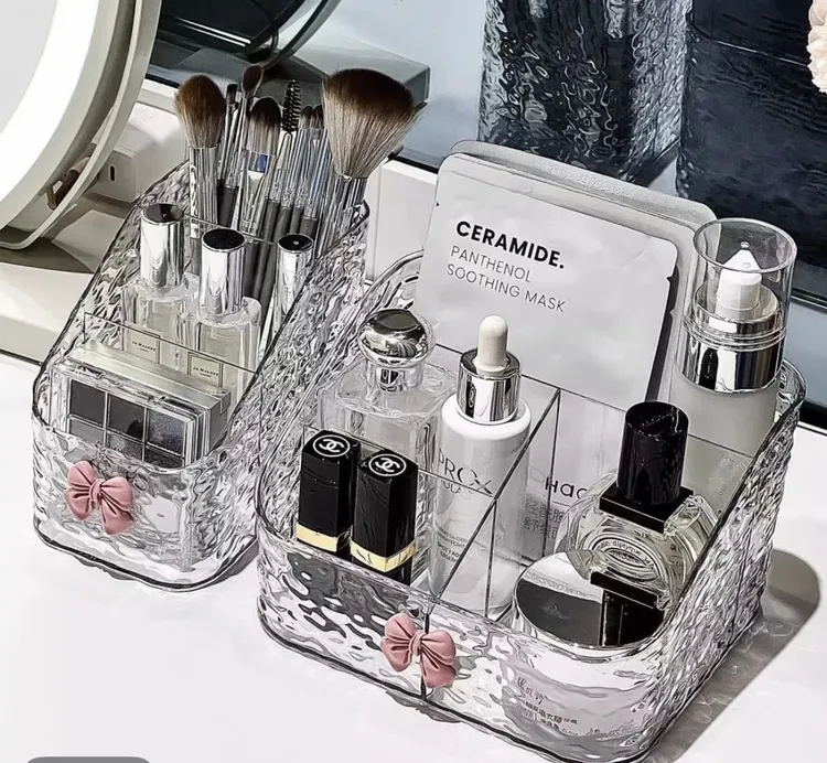 ins风化妆品收纳架透明亚克力收纳盒护肤品梳妆台桌面笔筒置物架