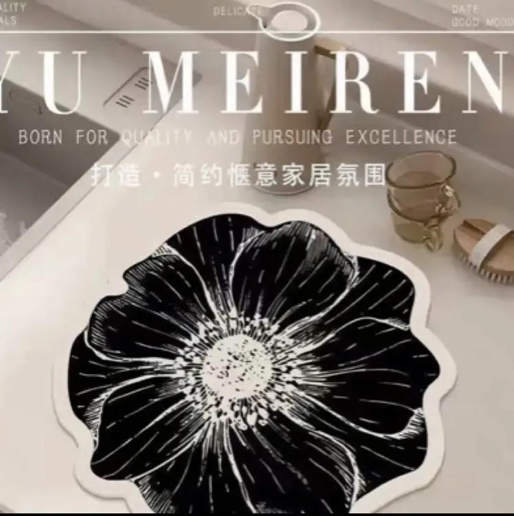 蔷薇花轻奢沥水垫高级厨房餐具硅藻泥台面防滑家用碗垫吸水好打理