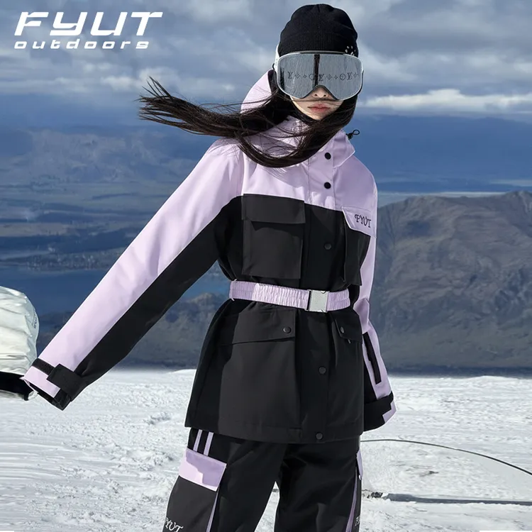 FYUT户外斜线拼色滑雪服防水保暖雪服2025新款男女滑雪裤运动装备