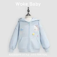 女童秋冬甜美可爱连帽外套新款卡通加绒上衣卫衣汉服W5078