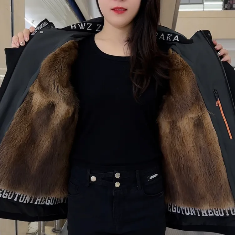 ｛加厚保暖｝派克服男士貂可拆卸内胆秋冬皮毛一体大衣短款外套