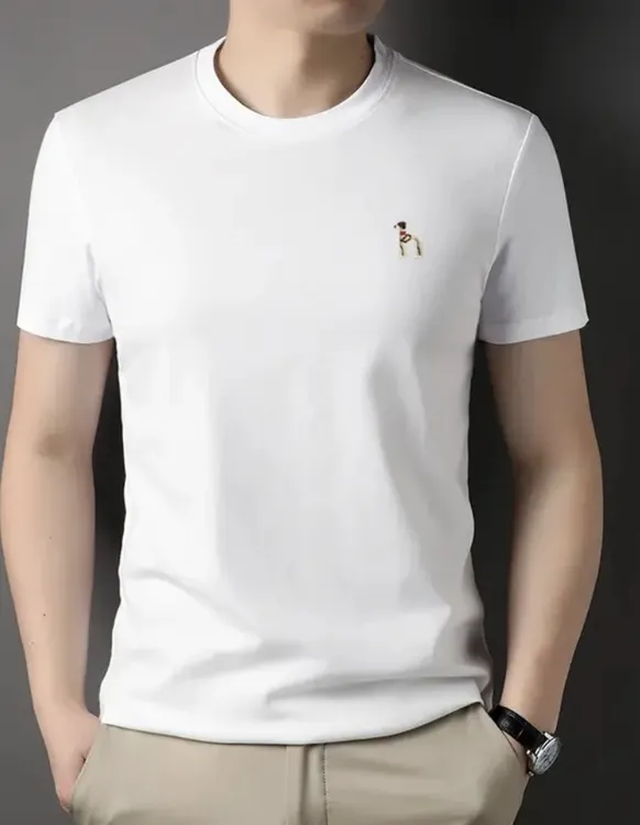 男款阔版夏季T恤上衣万针刺绣百分百纯棉
