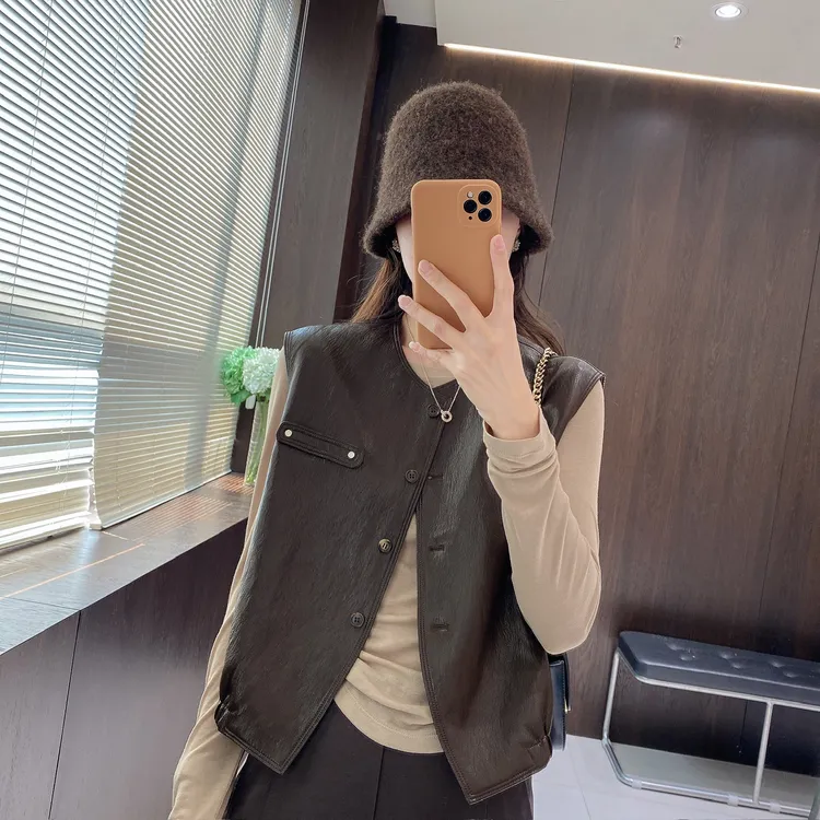 IMFLY金小金自制女装 马夹DYW9760早秋气质通勤风圆领马甲外套