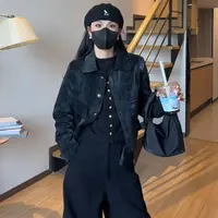 小个子衣长50CM短款洋气外套秋韩版POLO领复古港风常规皮衣ins