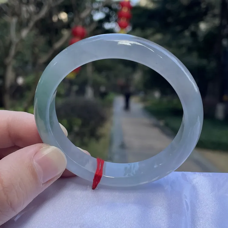 天然翡翠蓝黑冰手镯 五十六点六圈口 正圈