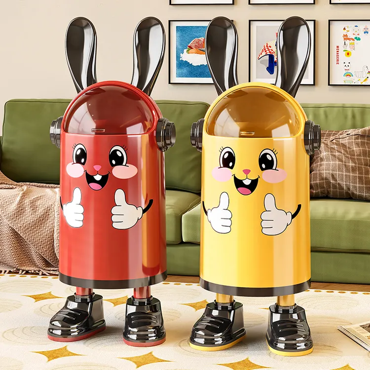 大容量垃圾桶兔子客厅可爱带盖垃圾桶加厚卧室家用带脚垃圾桶