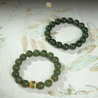 【凰一品】 超大点位和田玉柳叶绿+松柏绿手串套装S925 到手两条