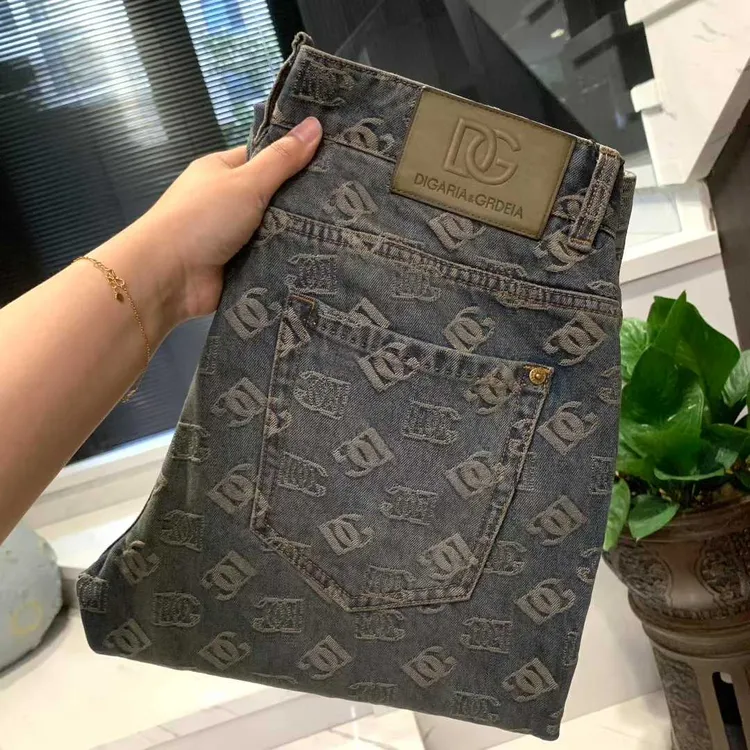C242-20  DG迪噶雅新款男士时尚休闲提花牛仔直筒裤