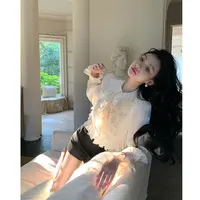 YEXIAOTING叶小婷 月祈花序  法式宫廷风荷叶花边长袖衬衫上衣女