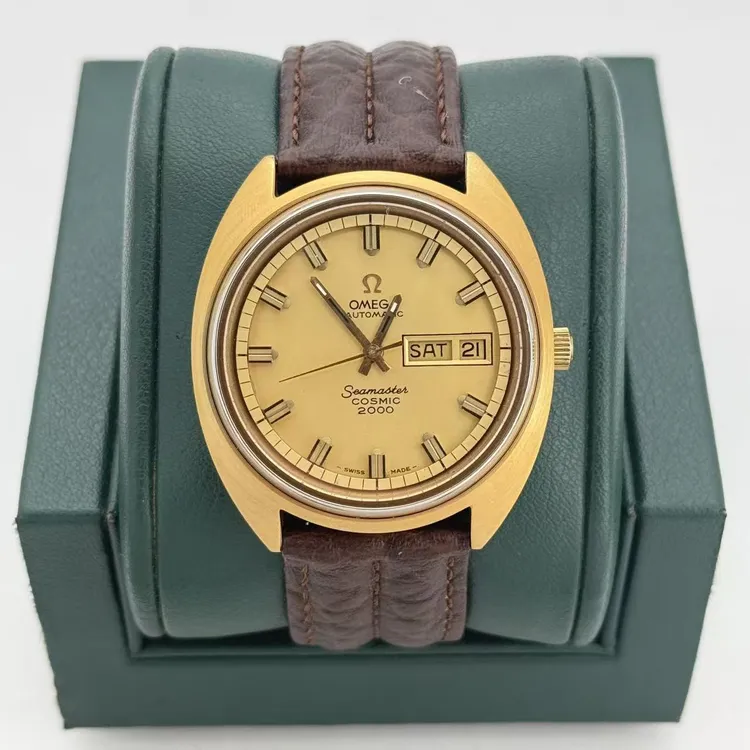 90新 Omega/欧米茄 表径38.5 海马经典金色中古机械表【包金】M1761