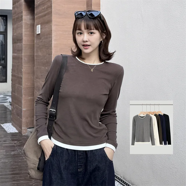 Seawhen海维恩 2025年冬季新款撞色拼接倍暖肌底衣圆领打底衫3687