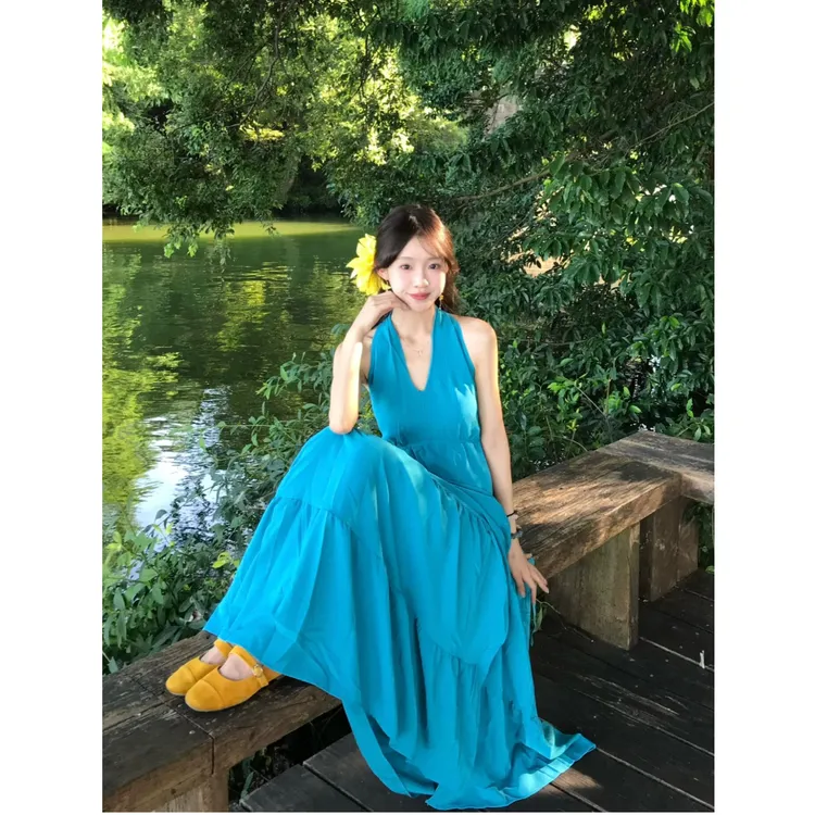 MARIE.COCO法式高级感A字裙女夏性感度假长裙子海岛穿搭连衣裙