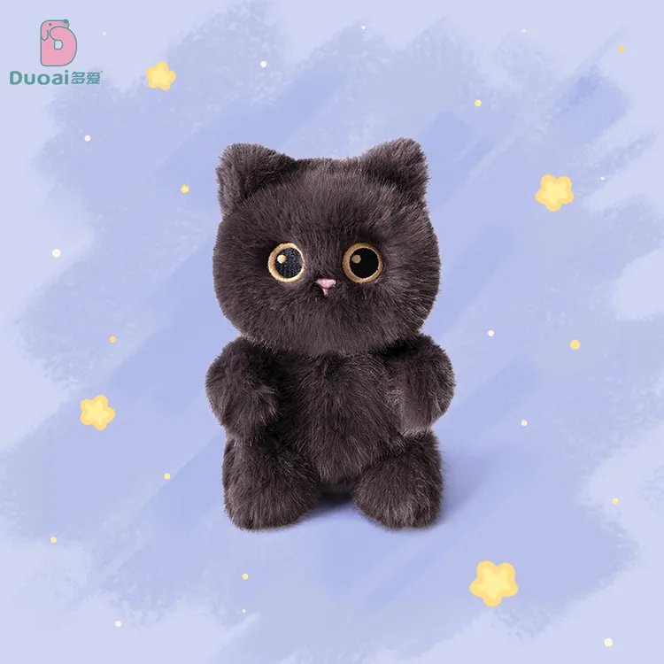 多爱原创小黑猫咪毛绒玩偶手偶办公学习桌面陪伴公仔男女生日礼物