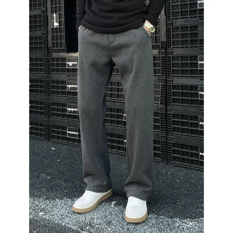 【冠什么希男装】冬季「空气棉 软糯抓绒 」阔腿直筒质感亲肤休闲裤男