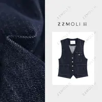 ZZMOLI百搭老钱风多口袋牛仔马甲女款外穿时髦洋气马夹ZBY85373